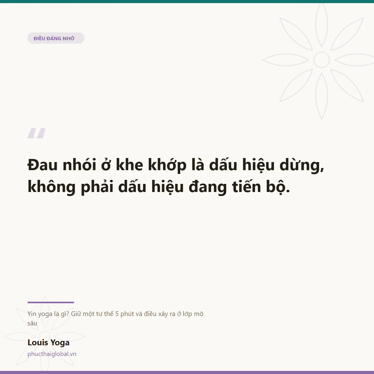 Thẻ trích dẫn: đau nhói ở khe khớp là dấu hiệu dừng, không phải dấu hiệu đang tiến bộ