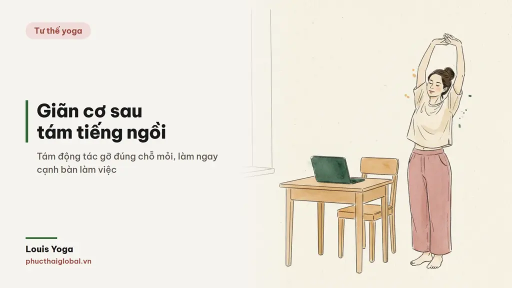 Bài tập giãn cơ: 8 động tác gỡ đúng chỗ mỏi sau 8 tiếng ngồi ghế