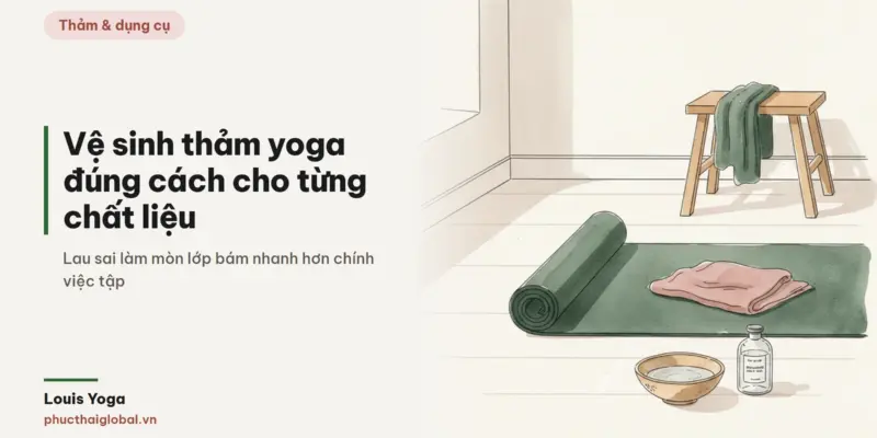 Tranh minh hoạ bài Cách vệ sinh thảm yoga tại nhà: đúng cách cho từng chất liệu