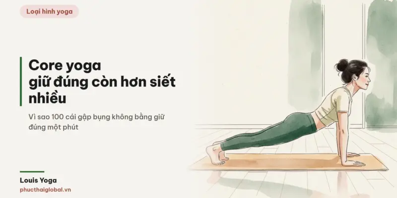 Tranh minh hoạ bài Core yoga là gì? Vì sao siết bụng 100 cái không bằng giữ đúng 30 giây