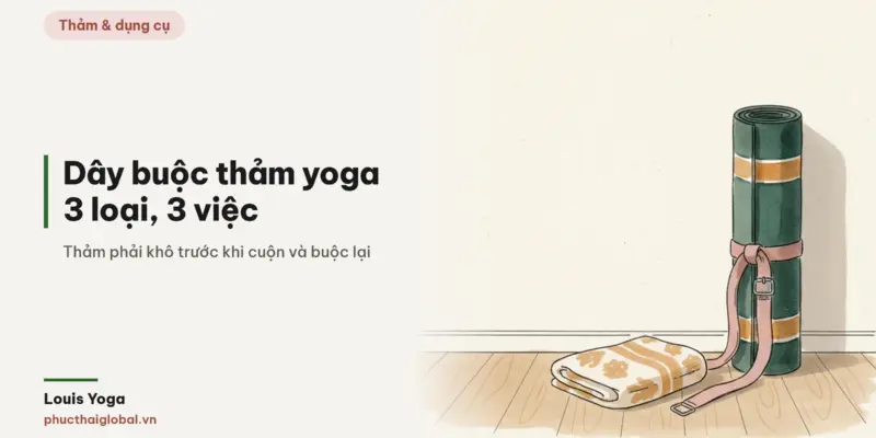 Tranh minh hoạ bài Dây buộc thảm yoga: 3 loại, cách buộc không tuột và khi nào kiêm luôn dây tập