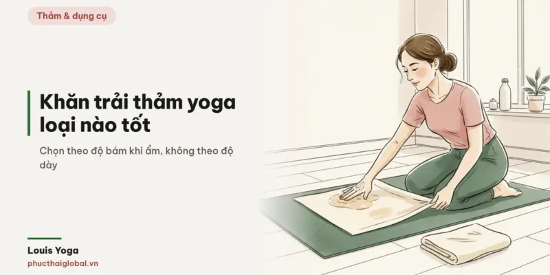 Tranh minh hoạ bài Khăn trải thảm yoga loại nào tốt: chọn theo độ bám khi ướt, không theo độ dày