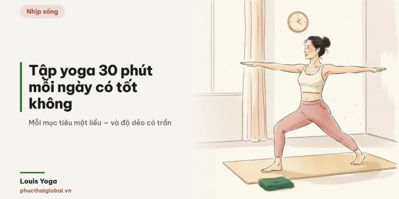 Tranh minh hoạ bài Tập yoga 30 phút mỗi ngày có tốt không: nghiên cứu thật sự dùng liều nào