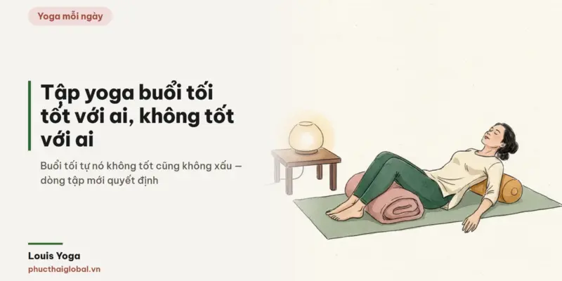 Tranh minh hoạ bài Tập yoga buổi tối có tốt không: tốt với ai và phản tác dụng với ai