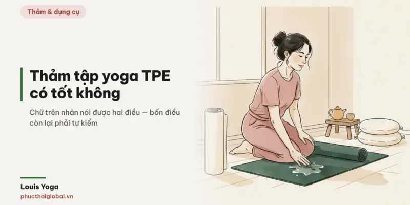 Tranh minh hoạ bài Thảm tập yoga TPE có tốt không: chữ TPE nói được gì và chưa nói được gì