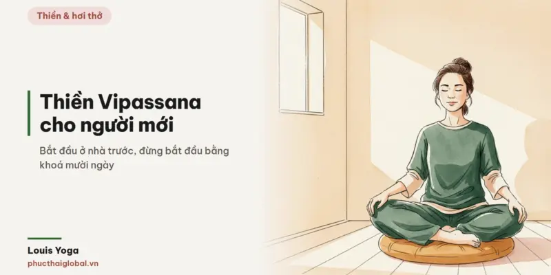 Tranh minh hoạ bài Thiền Vipassana cho người mới: khoá 10 ngày và bản tập ở nhà