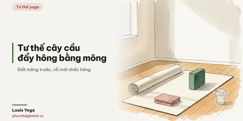 Tranh minh hoạ bài Tư thế cây cầu (Setu Bandha Sarvangasana): cách làm 7 bước, 4 lỗi sai và 3 biến thể