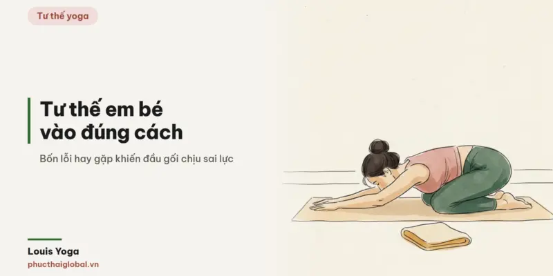 Tranh minh hoạ bài Tư thế em bé (Balasana): vào đúng cách và 4 lỗi làm đau đầu gối