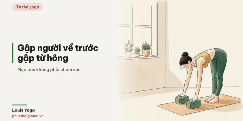 Tranh minh hoạ bài Tư thế gập người về trước (Uttanasana): gập từ hông, không phải từ lưng