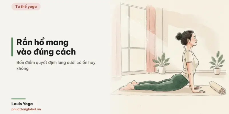 Tranh minh hoạ bài Tư thế rắn hổ mang (Bhujangasana): vào đúng cách và 4 lỗi làm đau lưng dưới