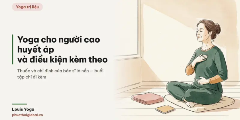 Tranh minh hoạ bài Yoga cho người cao huyết áp: con số mmHg thật và điều kiện kèm theo