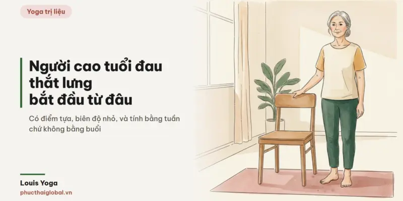 Tranh minh hoạ bài Yoga cho người cao tuổi đau thắt lưng: bắt đầu từ đâu cho an toàn