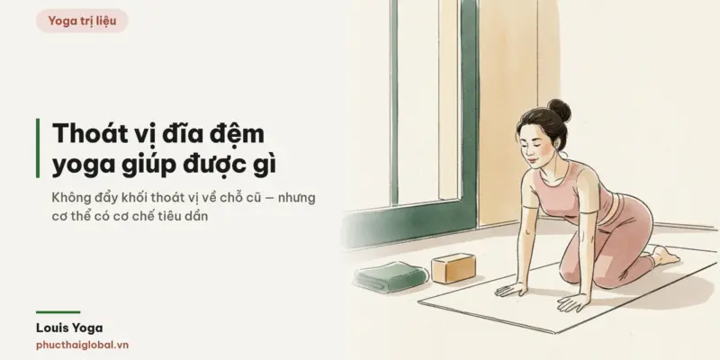 Ảnh bìa bài yoga cho người thoát vị đĩa đệm — tranh màu nước: người ở tư thế bò, lưng giữ phẳng