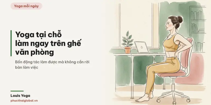 Tranh minh hoạ bài Yoga tại chỗ cho dân văn phòng: 4 động tác làm ngay trên ghế