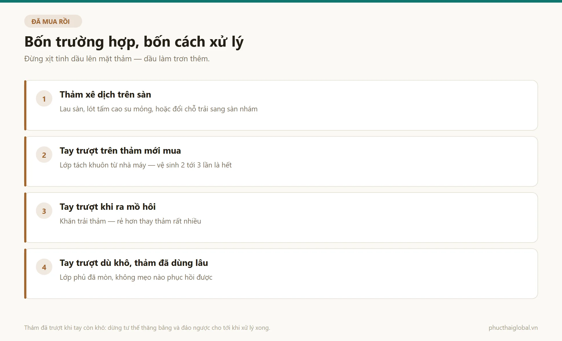 Danh sách bốn trường hợp thảm yoga bị trượt và cách xử lý riêng cho từng trường hợp