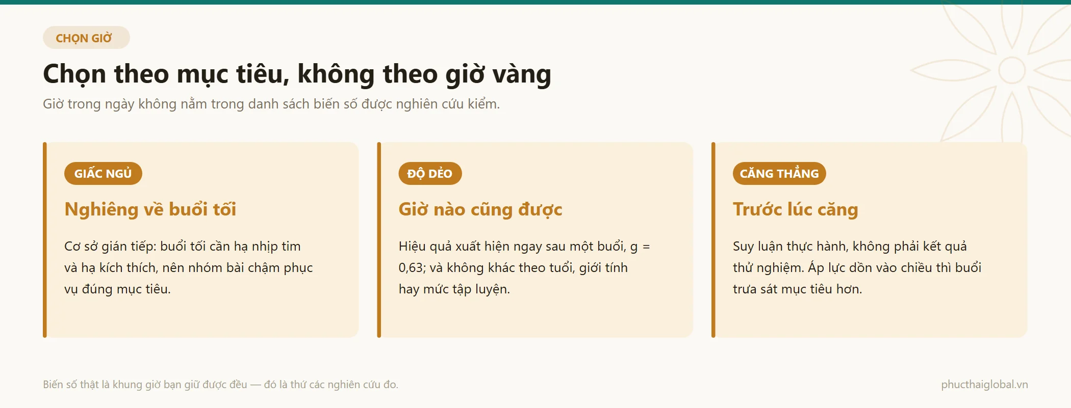Ba mục tiêu tập yoga và khung giờ hợp với từng mục tiêu