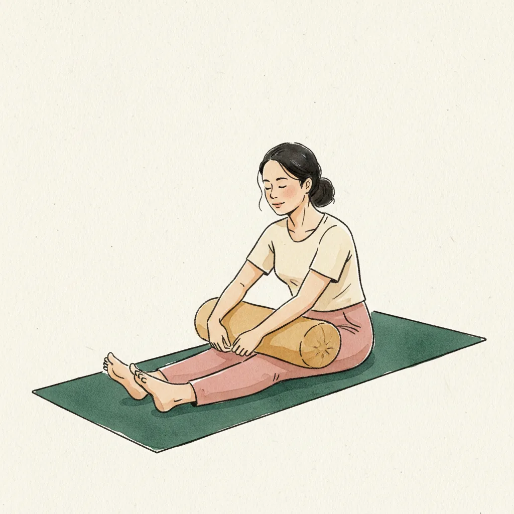 Tranh màu nước: ngồi duỗi chân trên thảm, ôm gối tựa đặt trên đùi