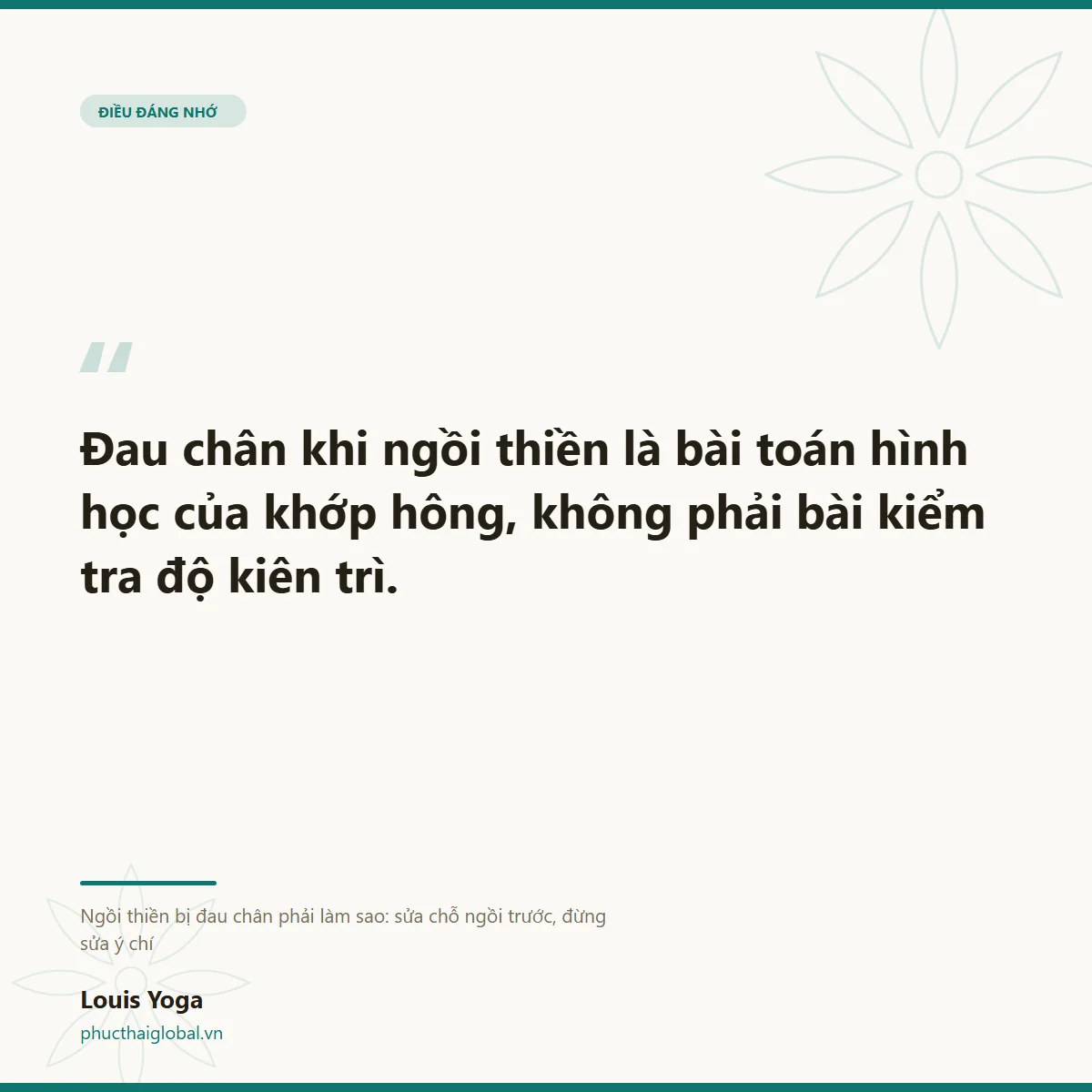 Thẻ trích dẫn: đau chân khi ngồi thiền là bài toán hình học của khớp hông