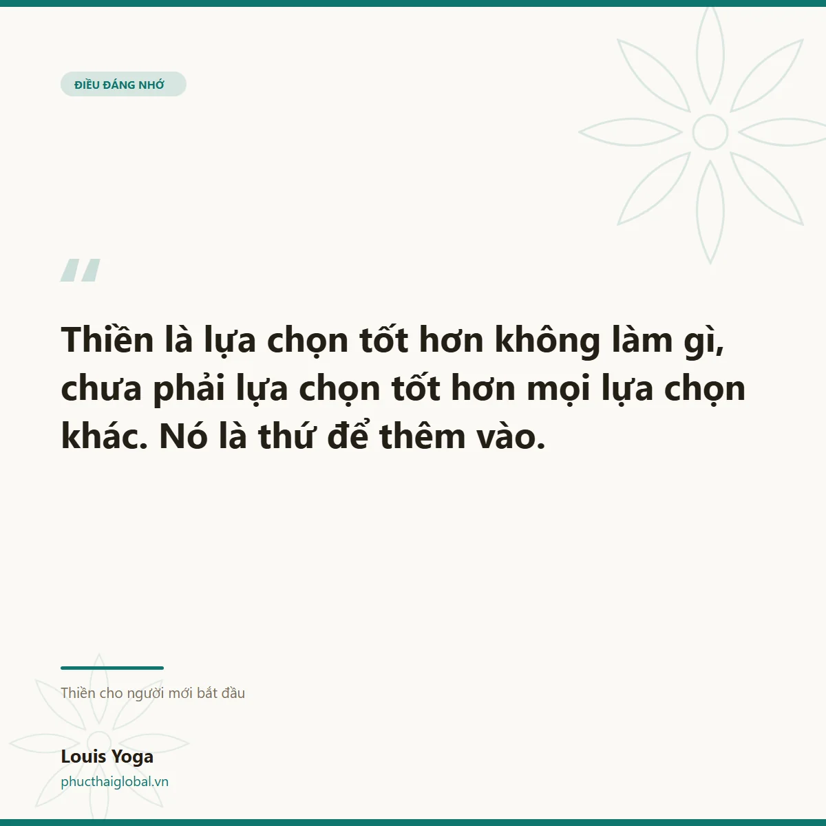 Thẻ trích dẫn: thiền là lựa chọn tốt hơn không làm gì, chưa phải tốt hơn mọi lựa chọn khác
