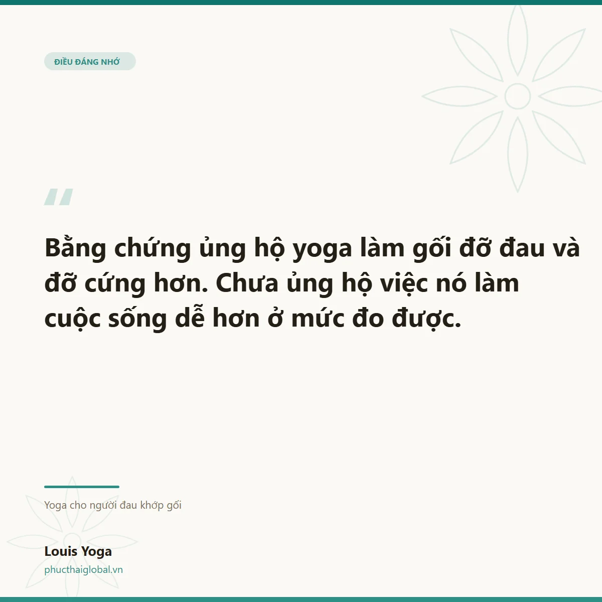 Thẻ trích dẫn: yoga làm gối đỡ đau và đỡ cứng, chưa làm cuộc sống dễ hơn ở mức đo được