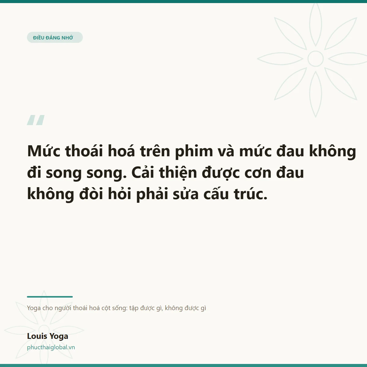 Thẻ trích dẫn: mức thoái hoá trên phim và mức đau không đi song song