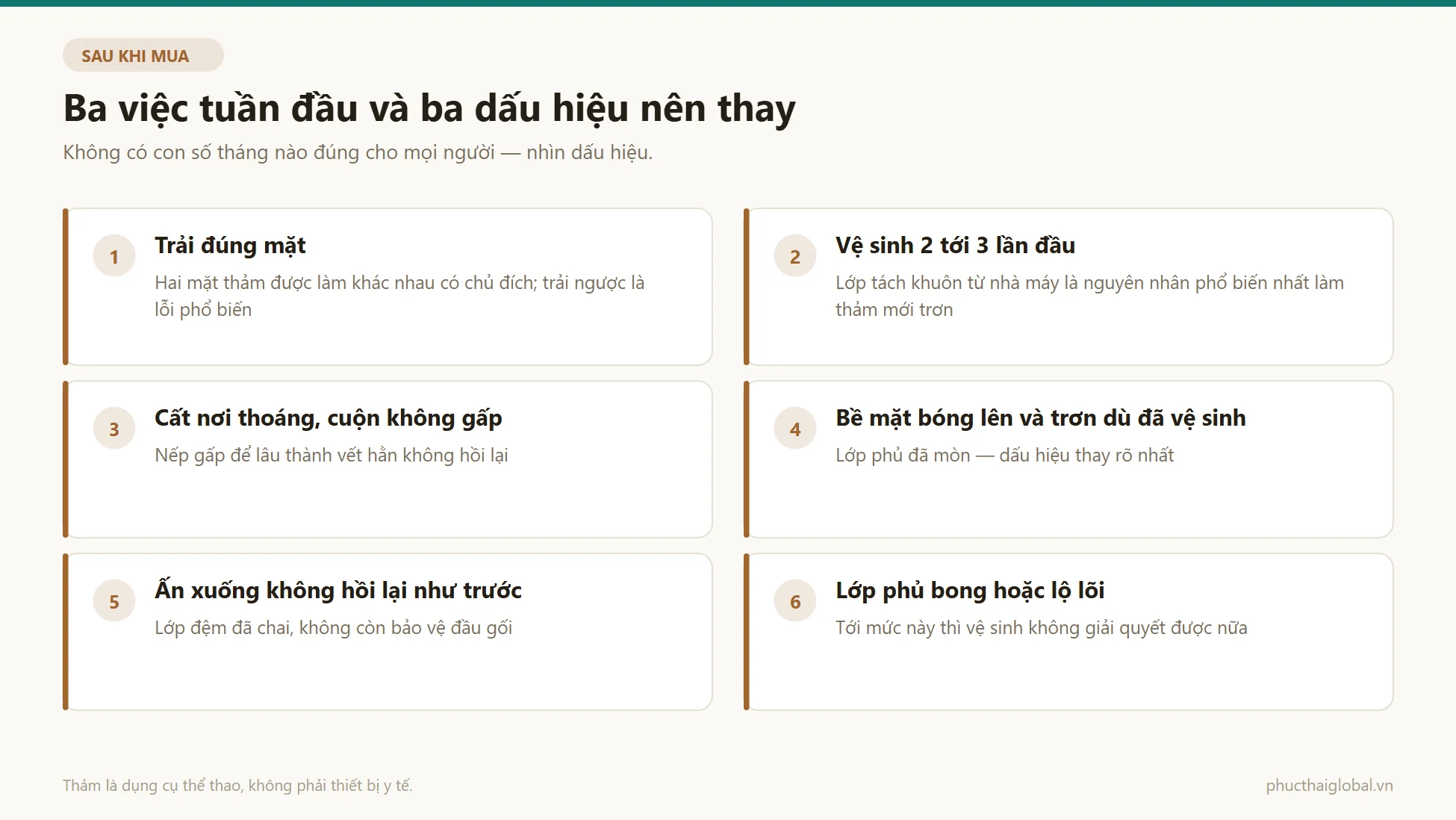 Danh sách ba việc cần làm ngay tuần đầu sau khi mua thảm và ba dấu hiệu cho biết đã tới lúc thay thảm